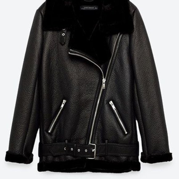 Zara Oversized Faux Fur Moto Jacket - Picture 2 of 5